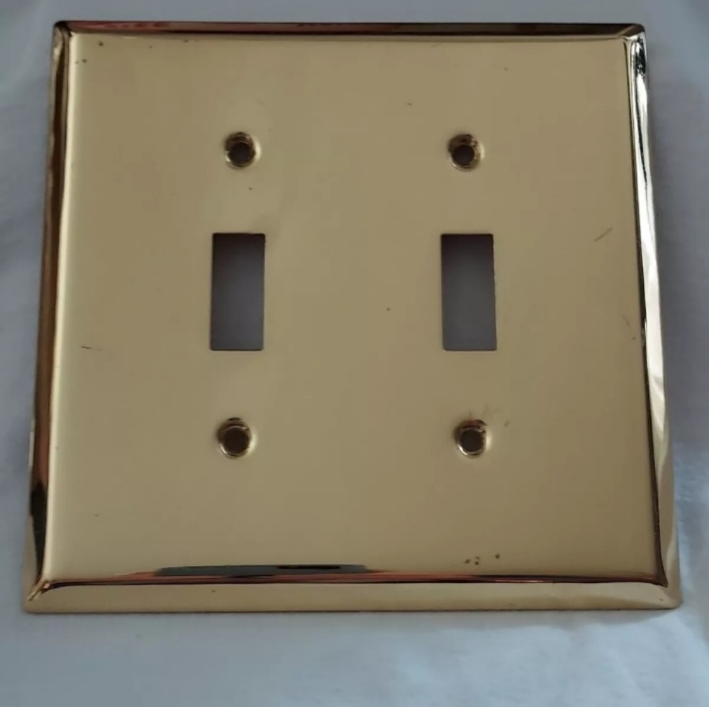 LHMC Polished Brass 2-Gang Toggle Switch Cover Wall Plate Switch plate W/ Screws